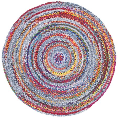 Safavieh 4 x 4 ft. Braided 250L Hand Woven Round Area Rug; Blue & Red BRD250L-4R
